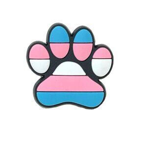 Dog Paw Print Transgender Pride Flag Pink Blue White Croc Shoe Charm Jibbitz